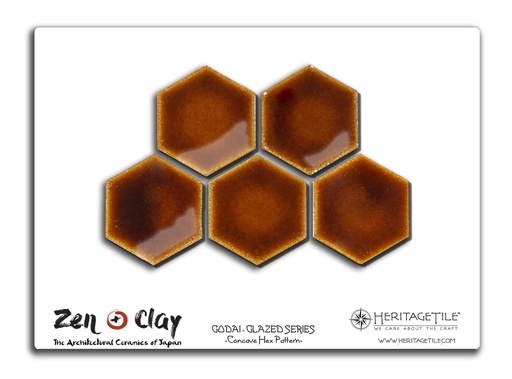 [XKJTS218] Sample Card - Godai Glazed Concave Hex (Burnt Umber)