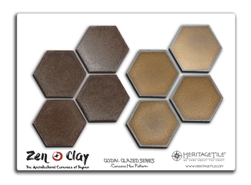 [XKJTS213] Sample Card - Godai Glazed Concave Hex (Metallic Bronze and Gold)